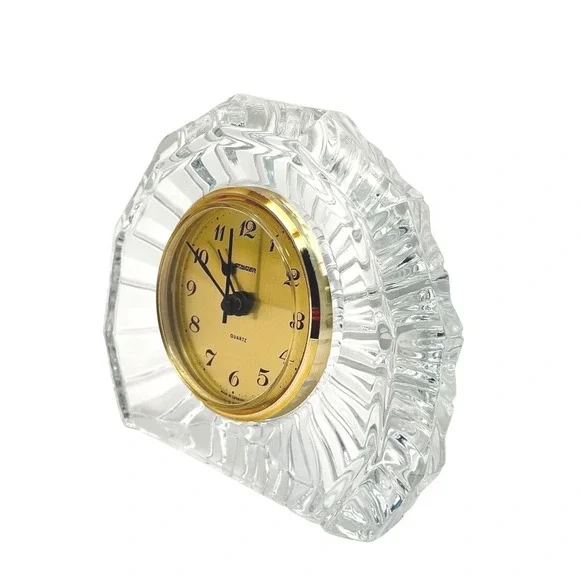 Crystal Desk Clock France Staiger Germany Quartz Cut Glass WORKS w/ Battery - Picture 4 of 16
